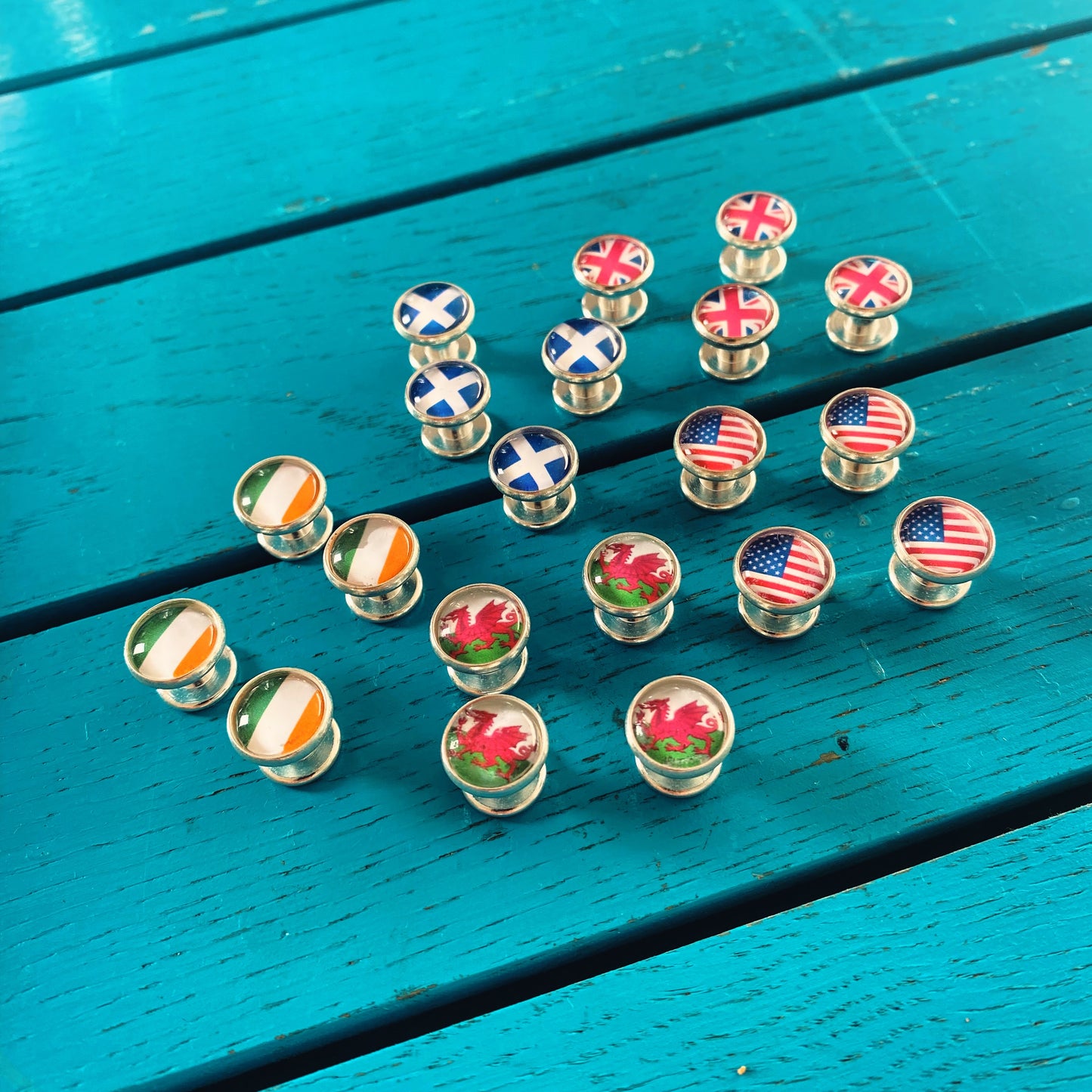 Flag Shirt Studs • Custom National, County or Pride Flag Tuxedo Stud Set • 10mm Glass Dome Dress Shirt Studs • Set of 4 or 6