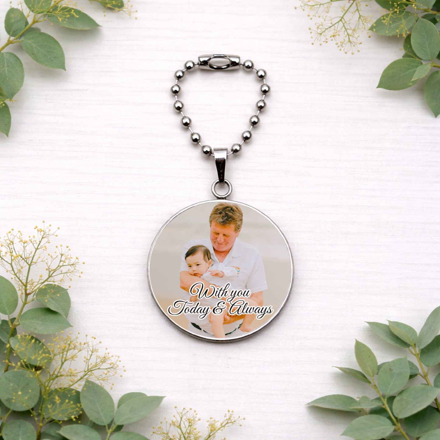 Personalised Wedding Bouquet Memorial Charm – Custom Photo In Memory Bridal Bouquet Pendant – 30mm Remembrance Charm