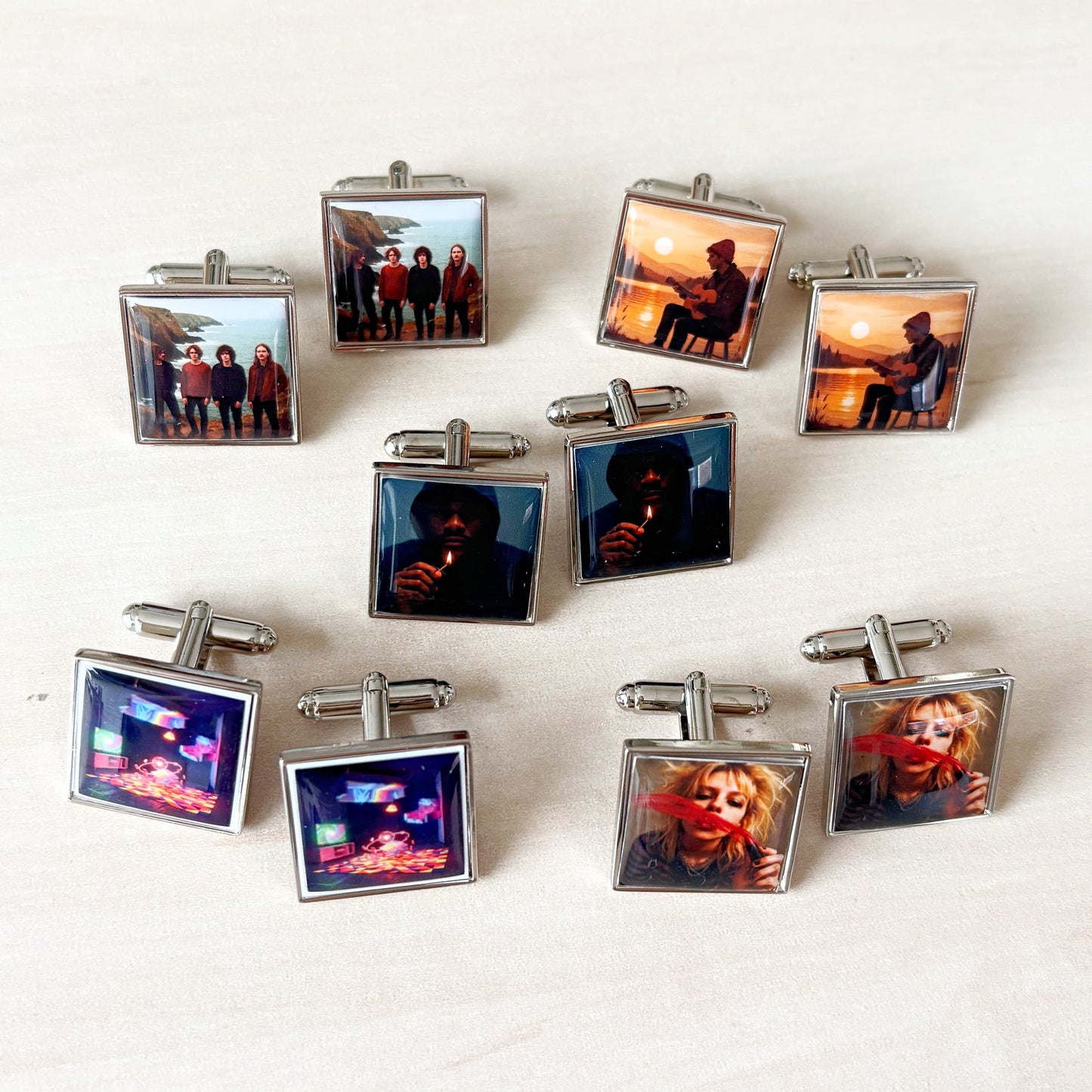 Personalised Album Cover Cufflinks • Custom Music Album Wedding Cufflinks • Music Lover Groomsmen Gift