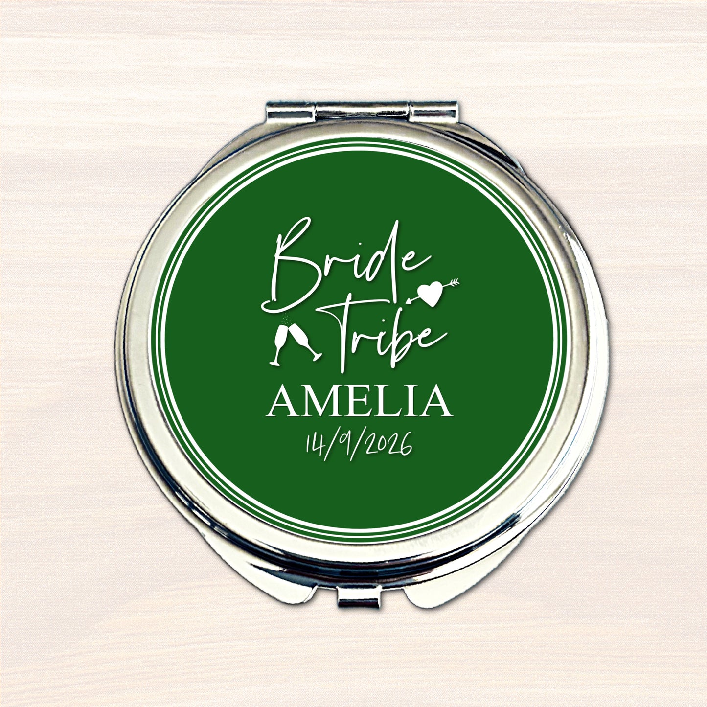 Custom Bride Tribe pocket mirror for bridesmaids wedding gift
