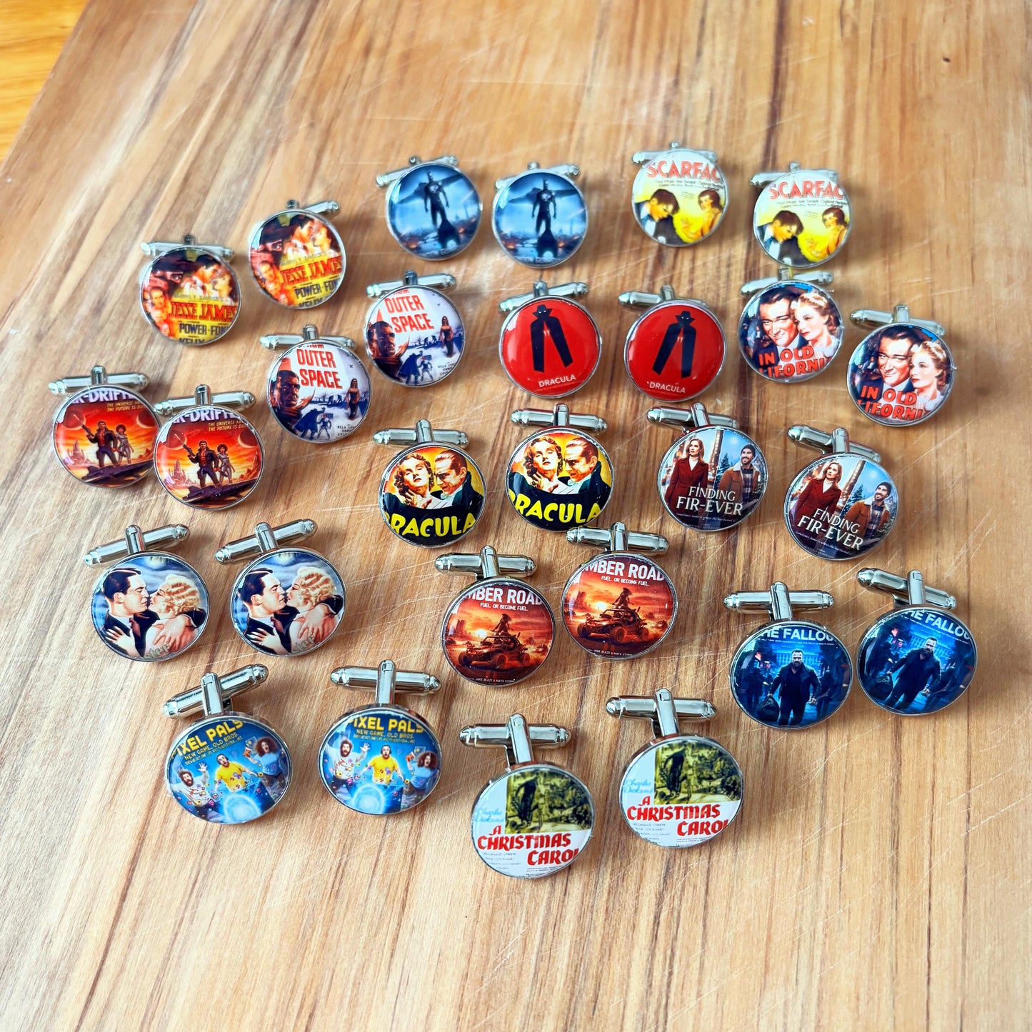 Personalised Film Poster Cufflinks • Custom Movie Poster Wedding Cufflinks • Film Lover Groomsmen Gift