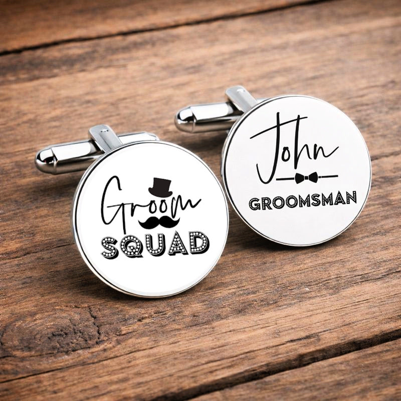 Personalised Groomsman Groom Squad cufflinks wedding gift