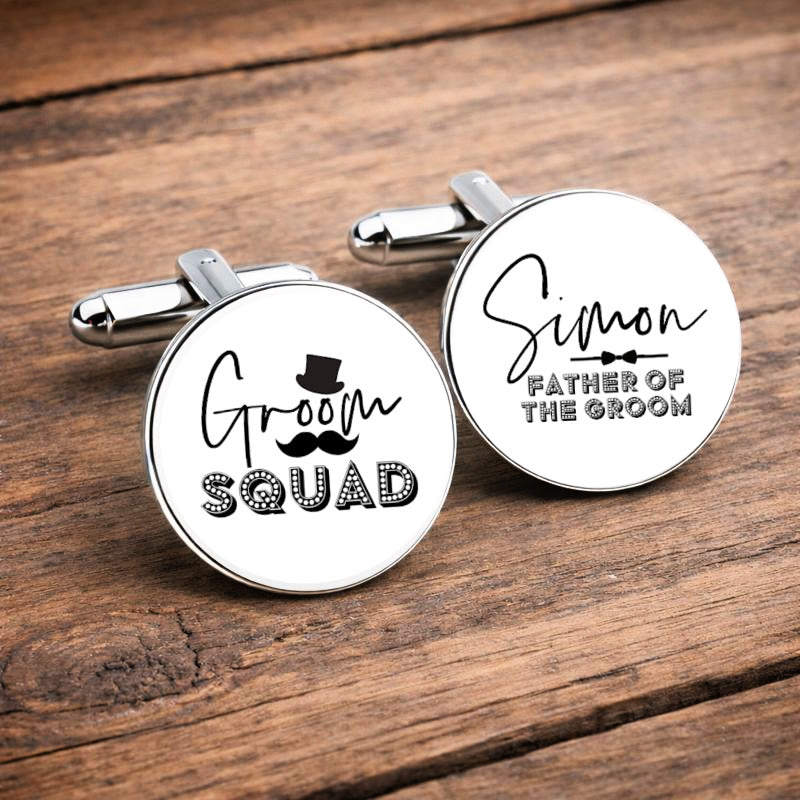 Personalised Father of the Groom Groom Squad cufflinks wedding gift