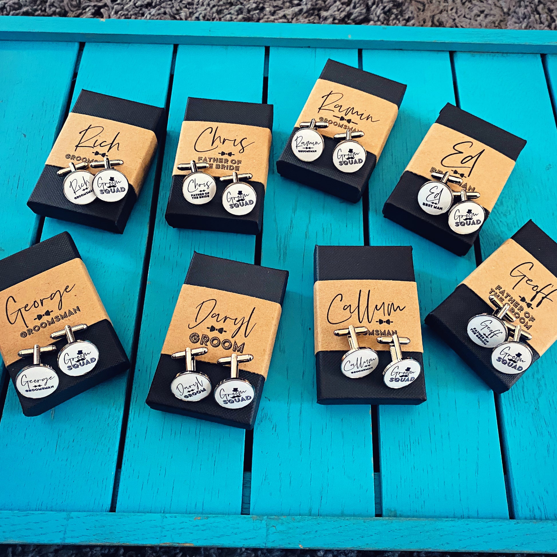 Groom Squad Groomsman cufflinks customised with name