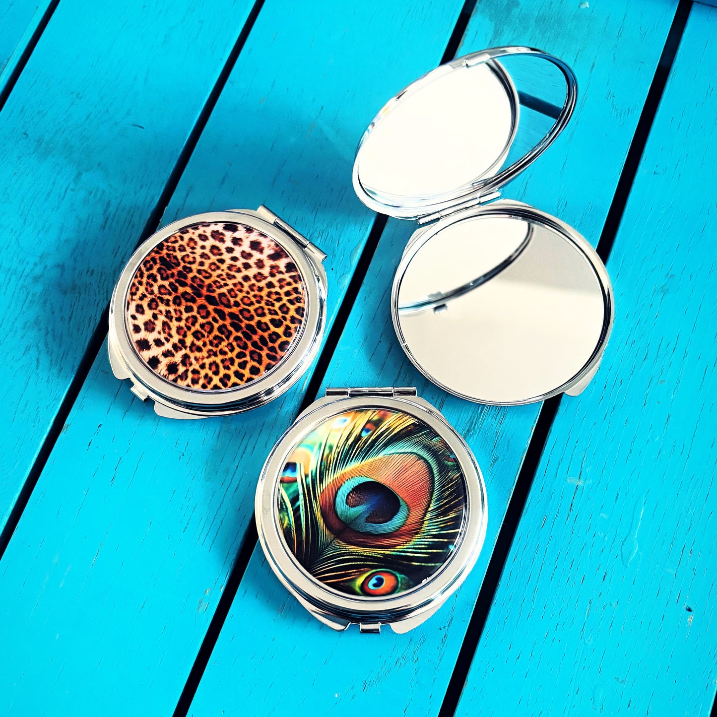 Personalised Nature Inspired Compact Mirror • Custom Bridesmaid Gift • Wedding Party Mirror