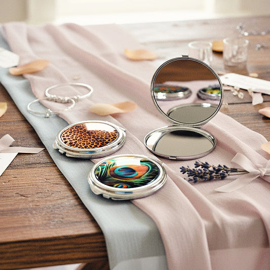 Personalised Nature Inspired Compact Mirror • Custom Bridesmaid Gift • Wedding Party Mirror