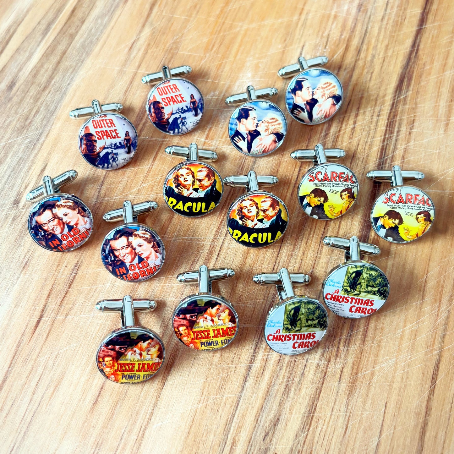 Personalised Film Poster Cufflinks • Custom Movie Poster Wedding Cufflinks • Film Lover Groomsmen Gift