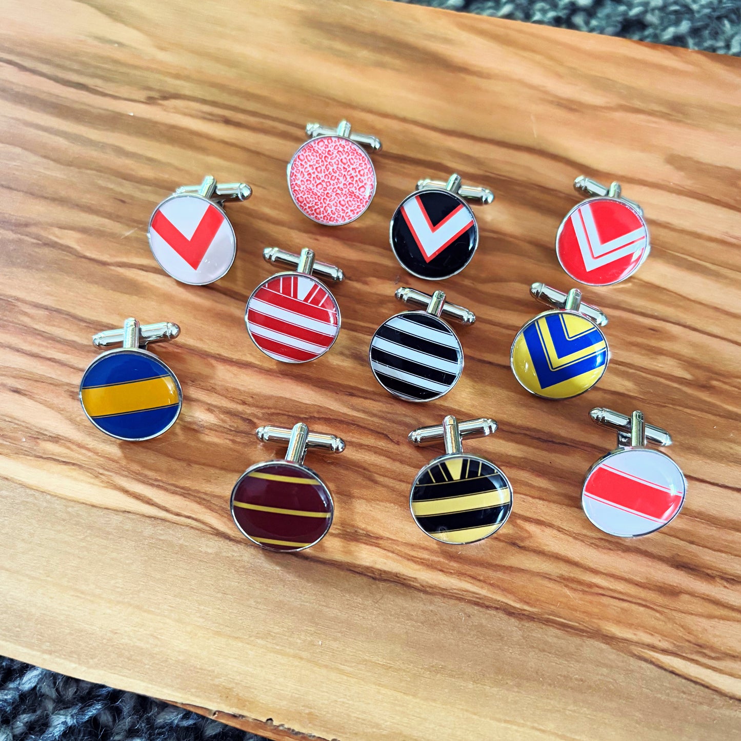 Personalised Football Team Colours Cufflinks • Custom Sports Wedding Cufflinks • Groomsmen Gift