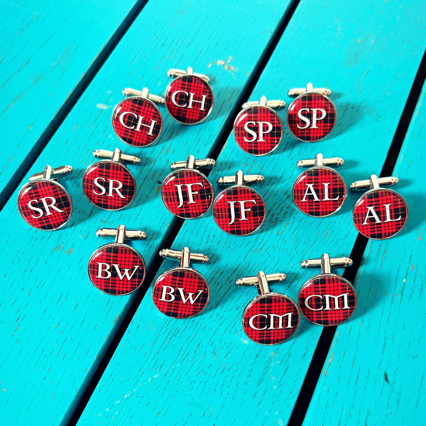 Personalised Tartan Cufflinks • Custom Clan Tartan Wedding Cufflinks • Scottish Groomsmen Gift