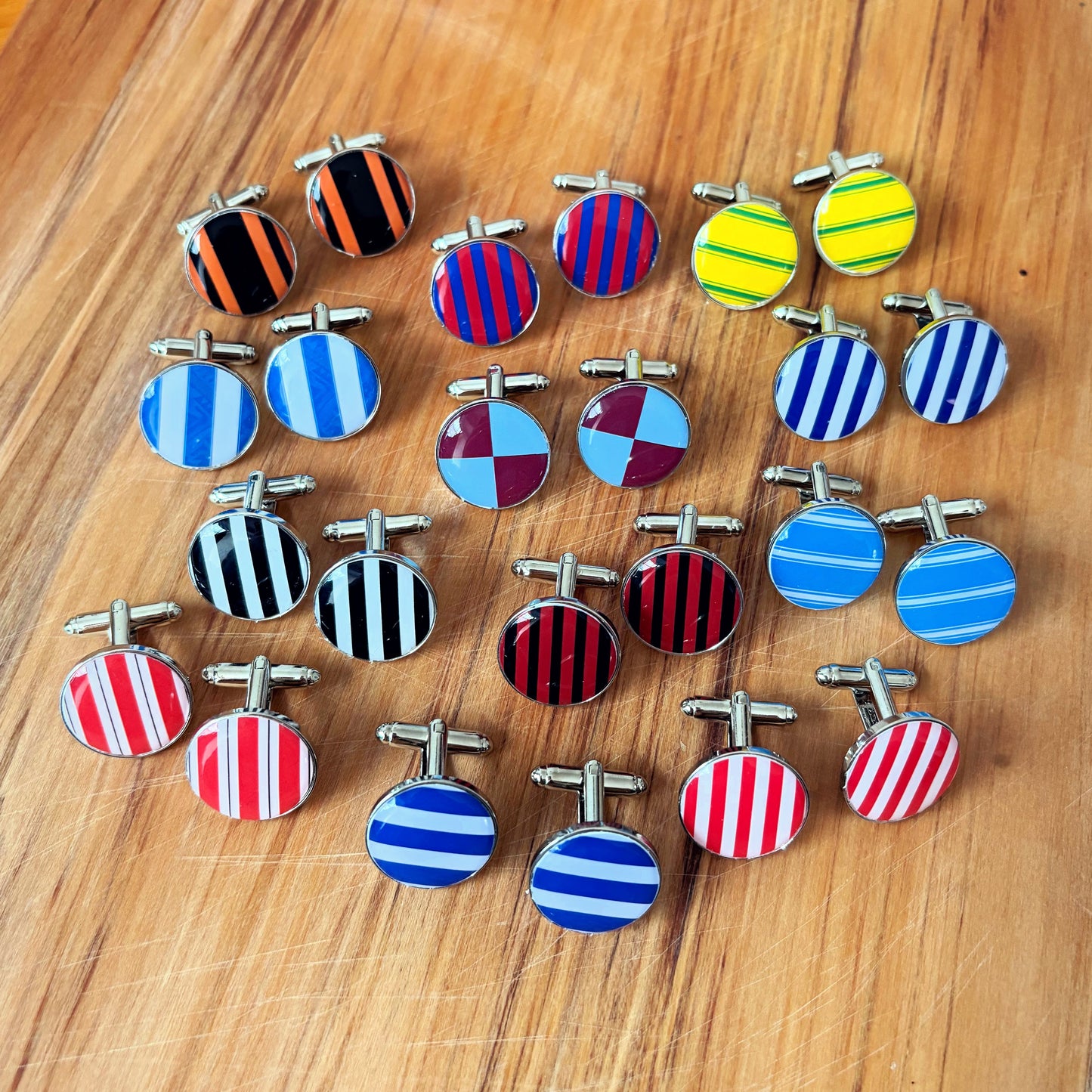 Personalised football team colours cufflinks, custom sports wedding groomsmen gift