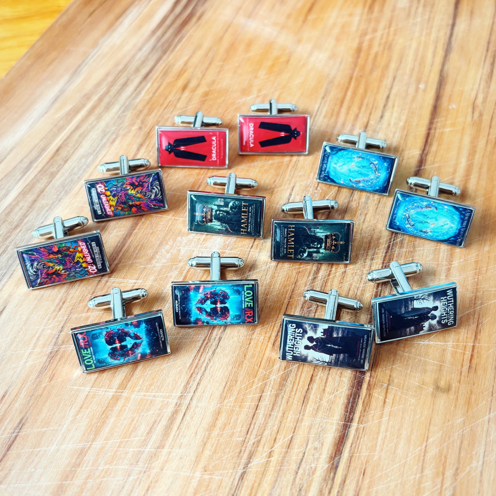 Personalised theatre programme cufflinks, custom musical theatre wedding groomsmen gift