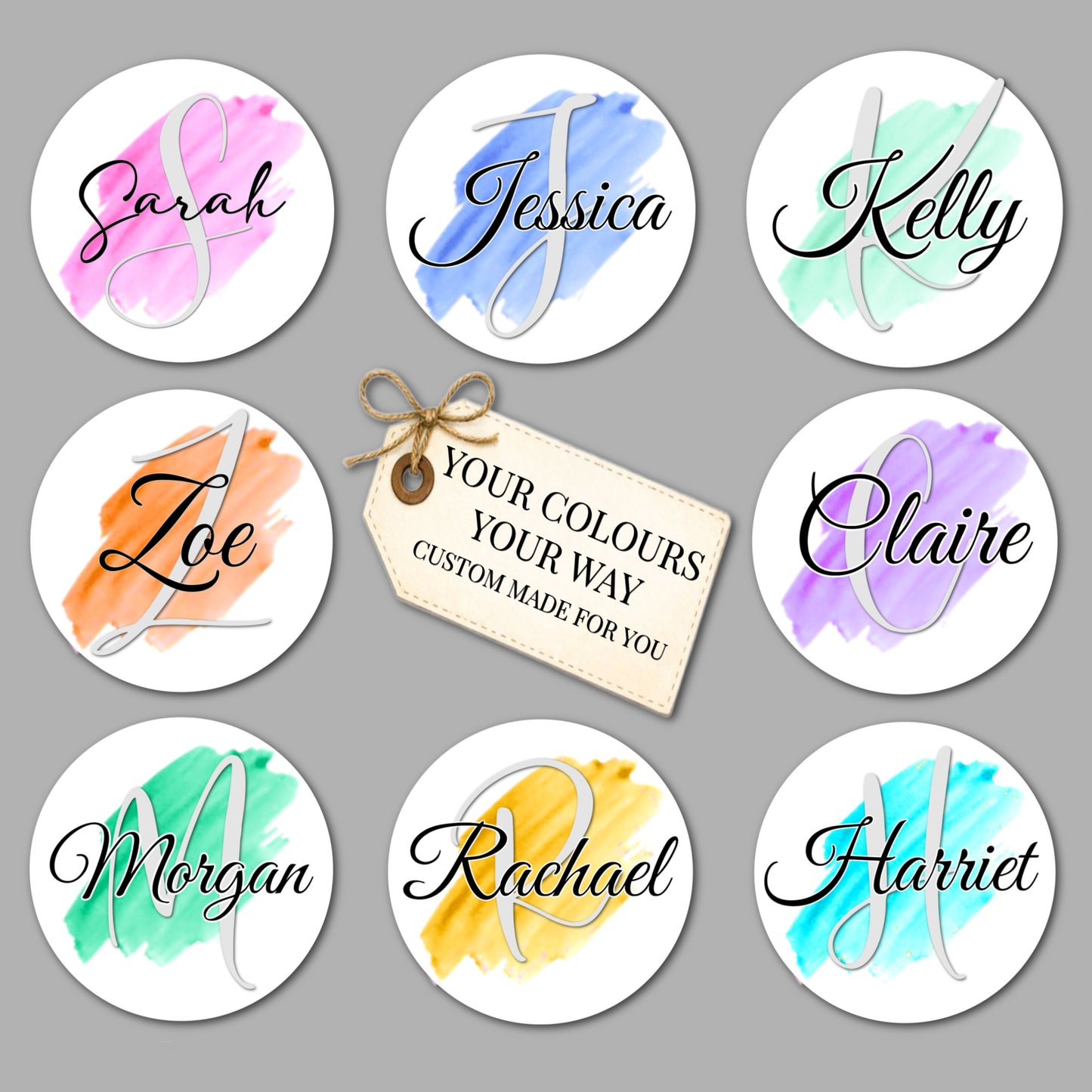 Personalised Watercolour Name Compact Mirror • Bridesmaid Gift • Wedding Colour Keepsake