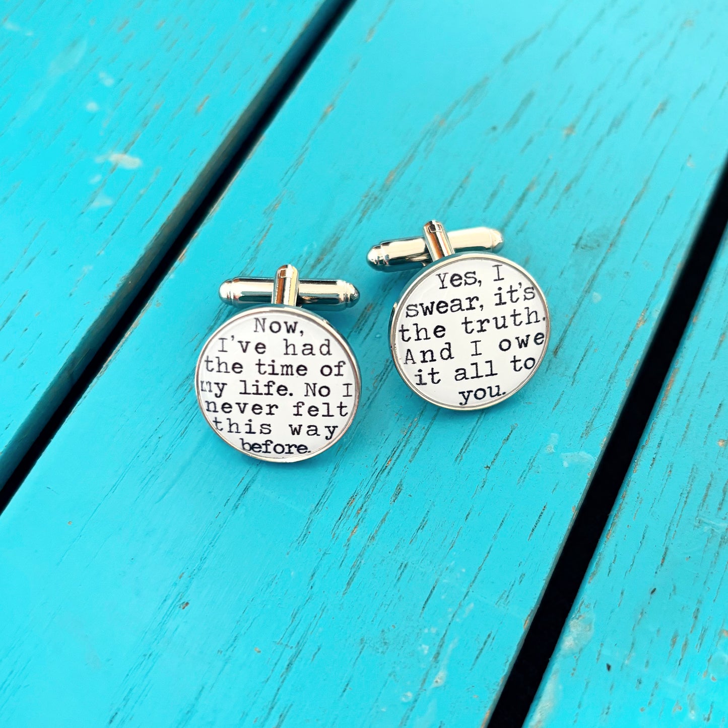 Personalised song lyrics cufflinks, custom wedding gift for groom and groomsmen