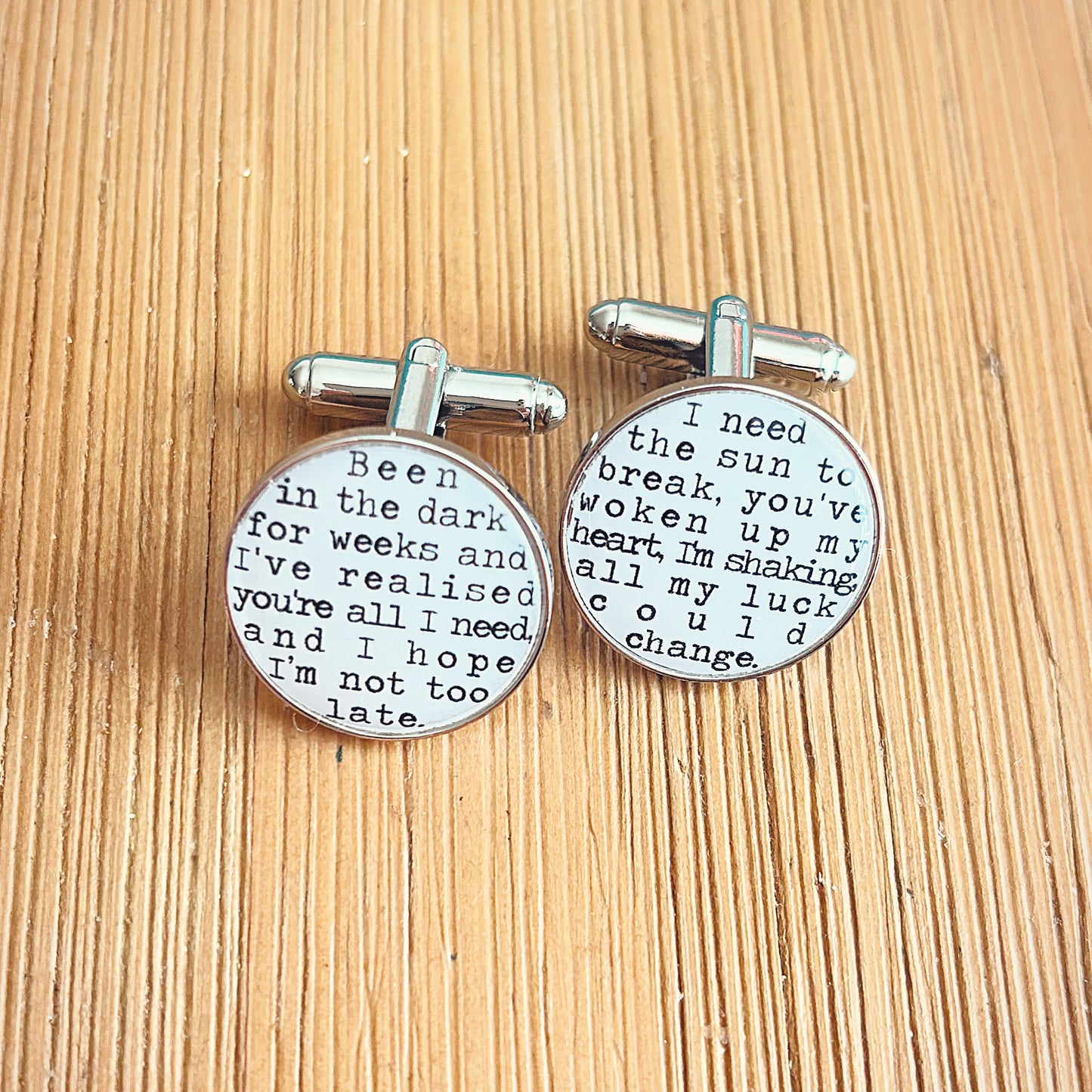 Personalised Song Lyrics Cufflinks • Custom Wedding Music Cufflinks • Groom, Best Man or Father Gift