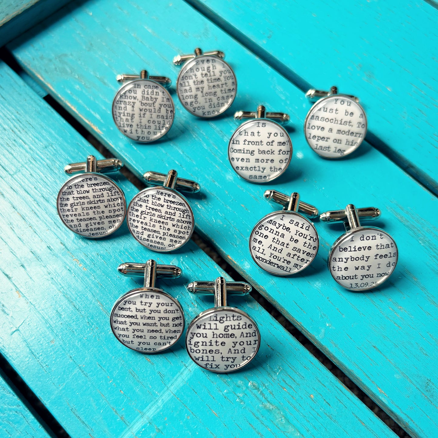 Personalised Song Lyrics Cufflinks • Custom Wedding Music Cufflinks • Groom, Best Man or Father Gift