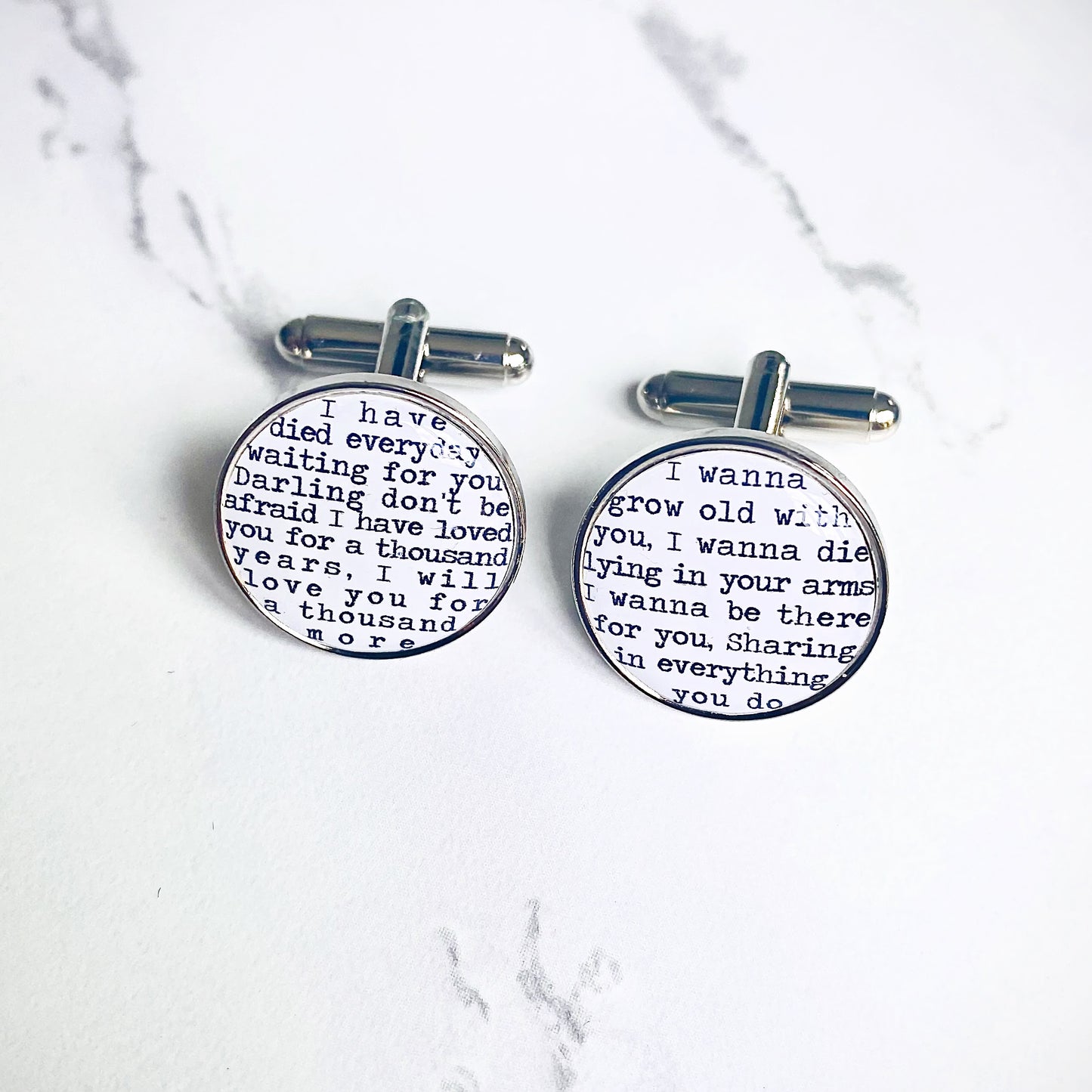 Personalised Song Lyrics Cufflinks • Custom Wedding Music Cufflinks • Groom, Best Man or Father Gift