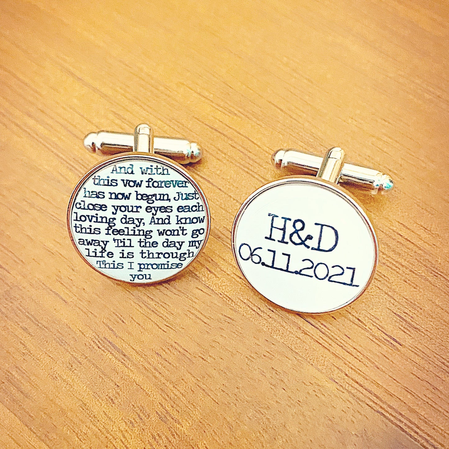 Personalised Song Lyrics Cufflinks • Custom Wedding Music Cufflinks • Groom, Best Man or Father Gift