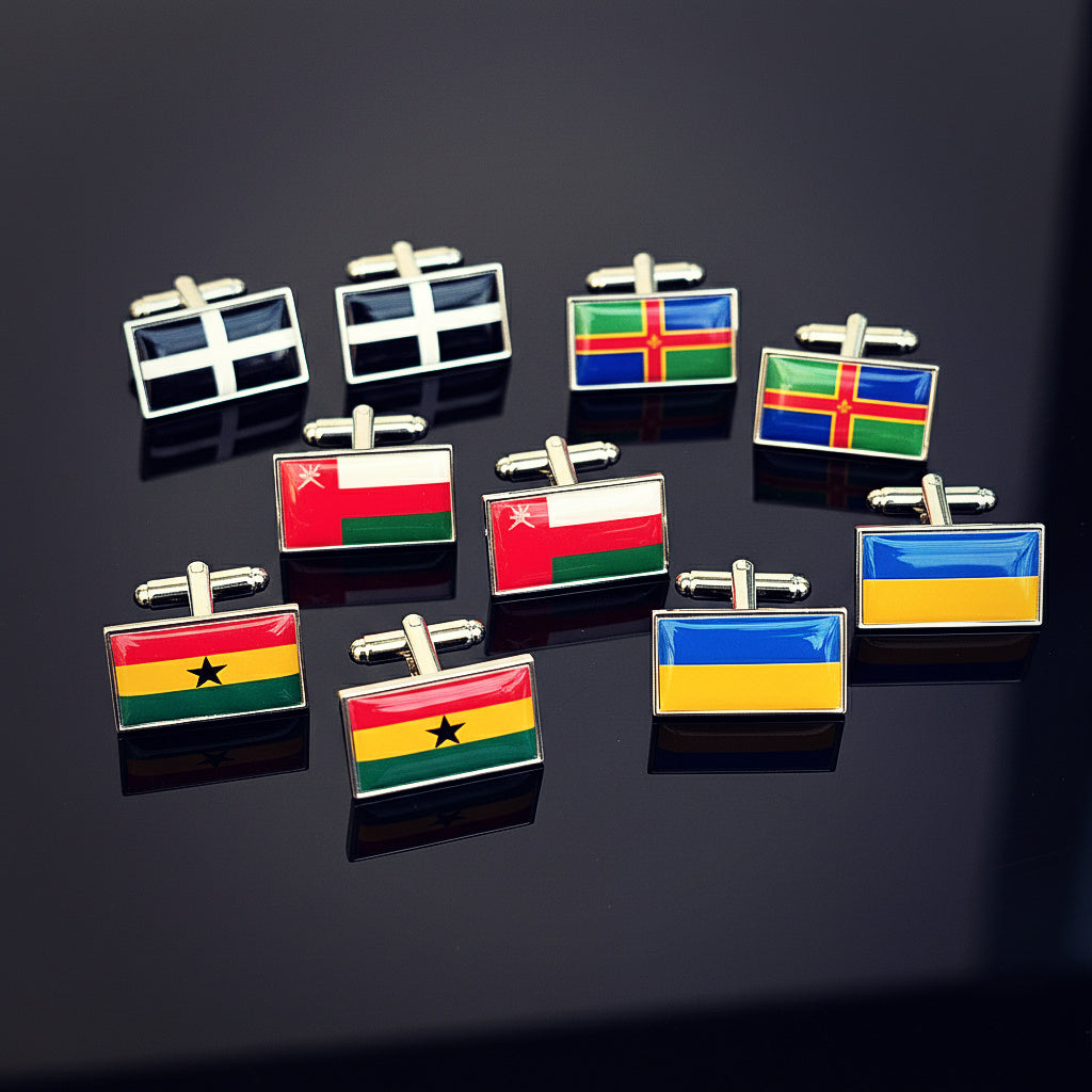 Custom Flag Cufflinks • Personalised Wedding Gift for Groom & Groomsmen