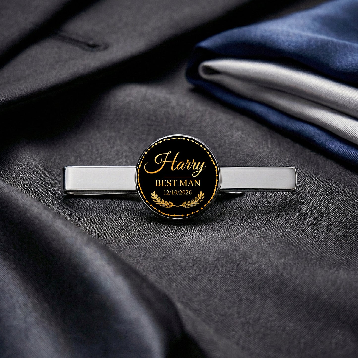 Personalised Wedding Tie Bar • Custom Name & Role Tie Clip • Groomsmen Gift