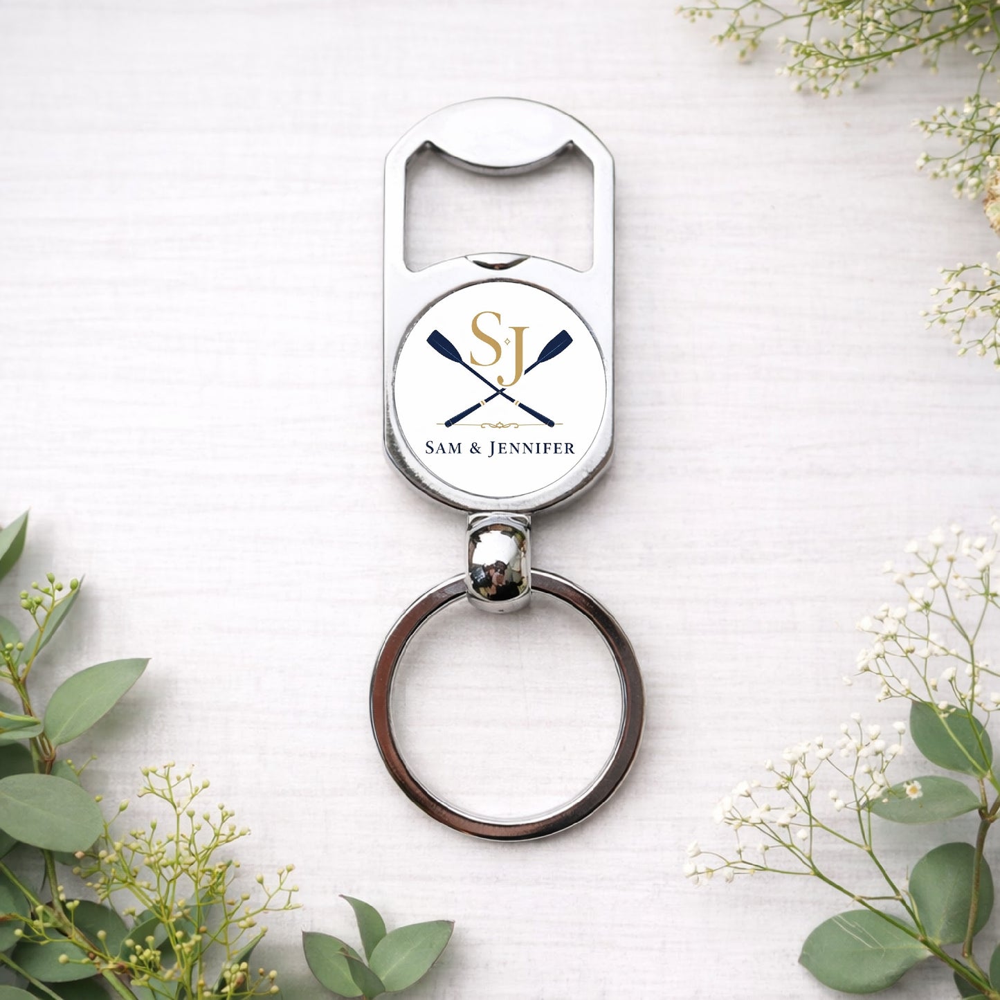 Personalised Wedding Logo Bottle Opener Keyring – Custom Wedding Favour Gift for Bridesmaids, Groomsmen & Guests