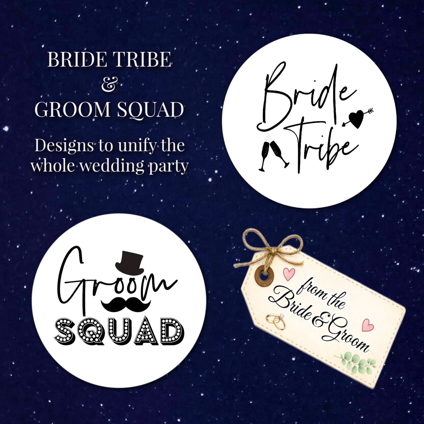 Matching Groom Squad and Bride Tribe wedding gifts
