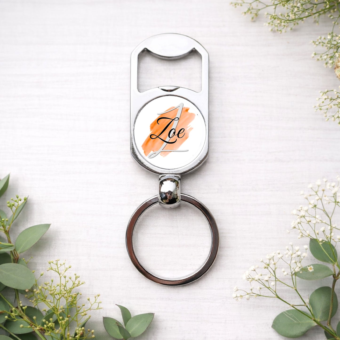 Personalised Groomsmen Bottle Opener Keyring – Custom Name Wedding Gift in Your Wedding Colours – Grooms Party Thank You Favour