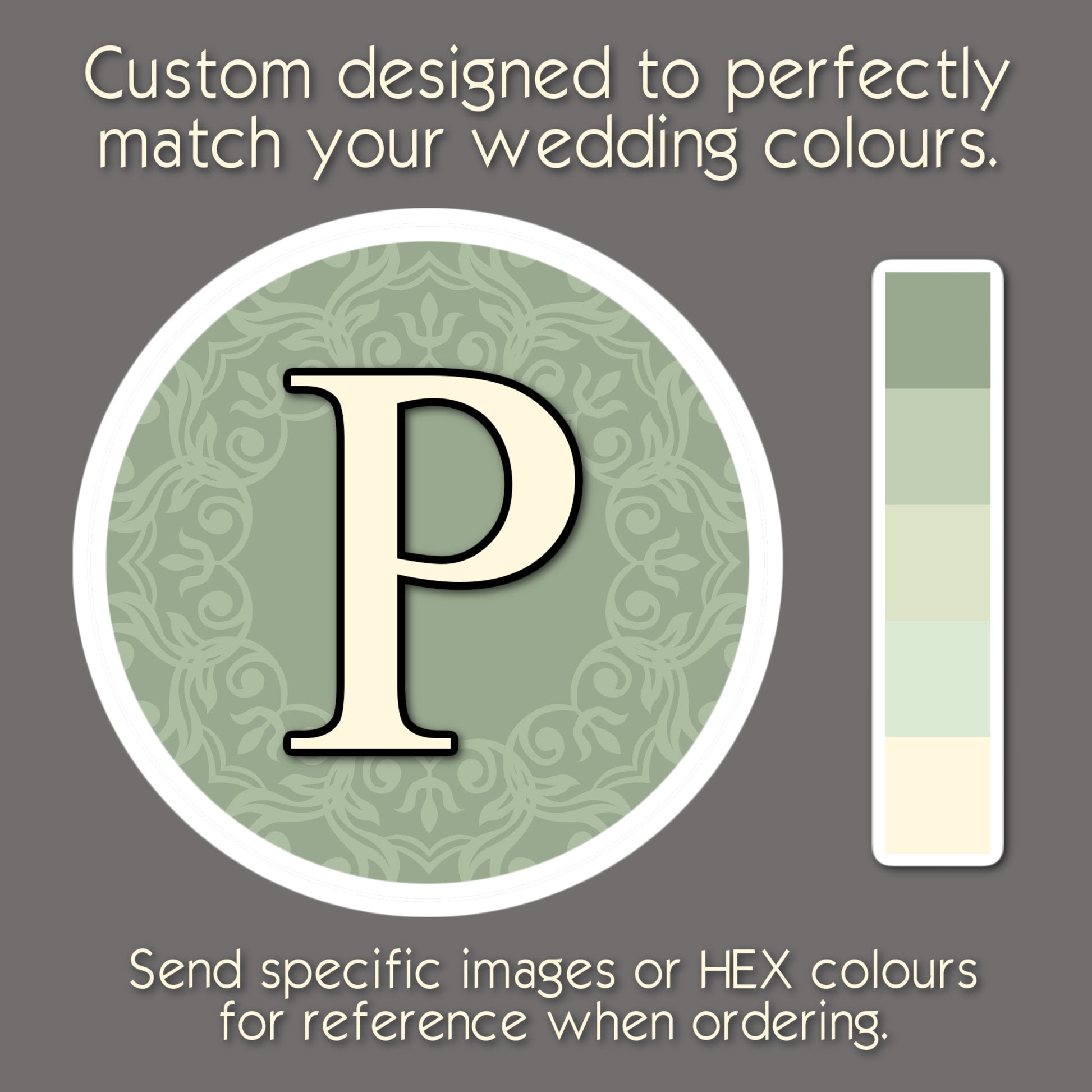 Sage green initial cufflinks custom made for groomsmen