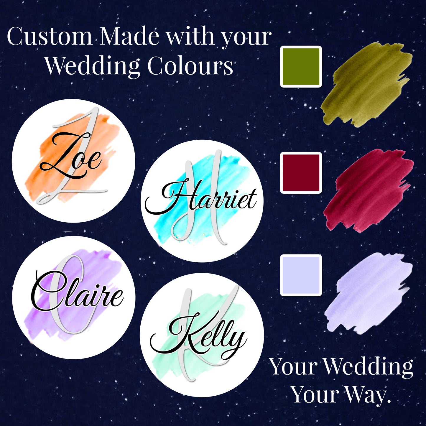 Personalised Watercolour Name Compact Mirror • Bridesmaid Gift • Wedding Colour Keepsake