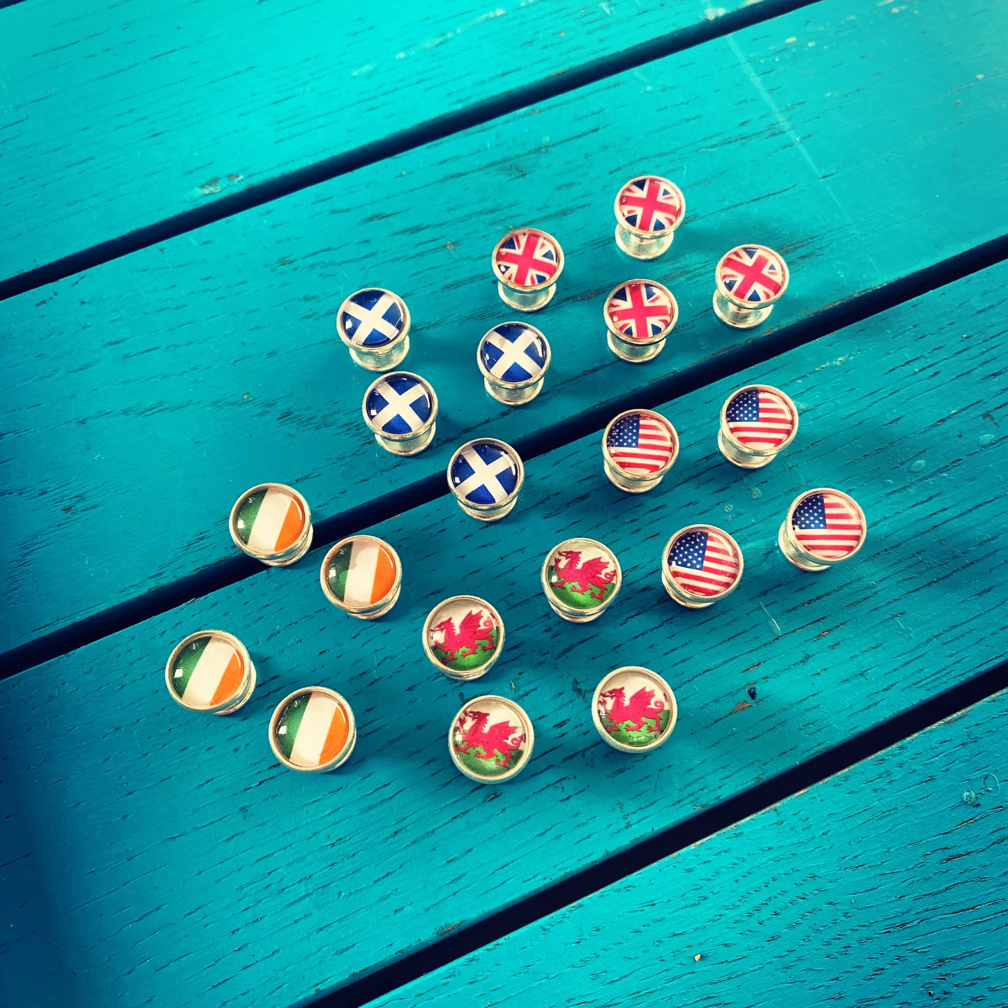 Flag Shirt Studs • Custom National, County or Pride Flag Tuxedo Stud Set • 10mm Glass Dome Dress Shirt Studs • Set of 4 or 6