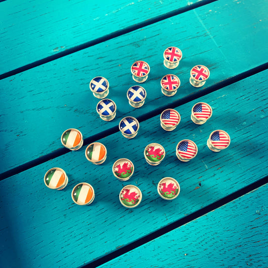 Flag Shirt Studs • Custom National, County or Pride Flag Tuxedo Stud Set • 10mm Glass Dome Dress Shirt Studs • Set of 4 or 6