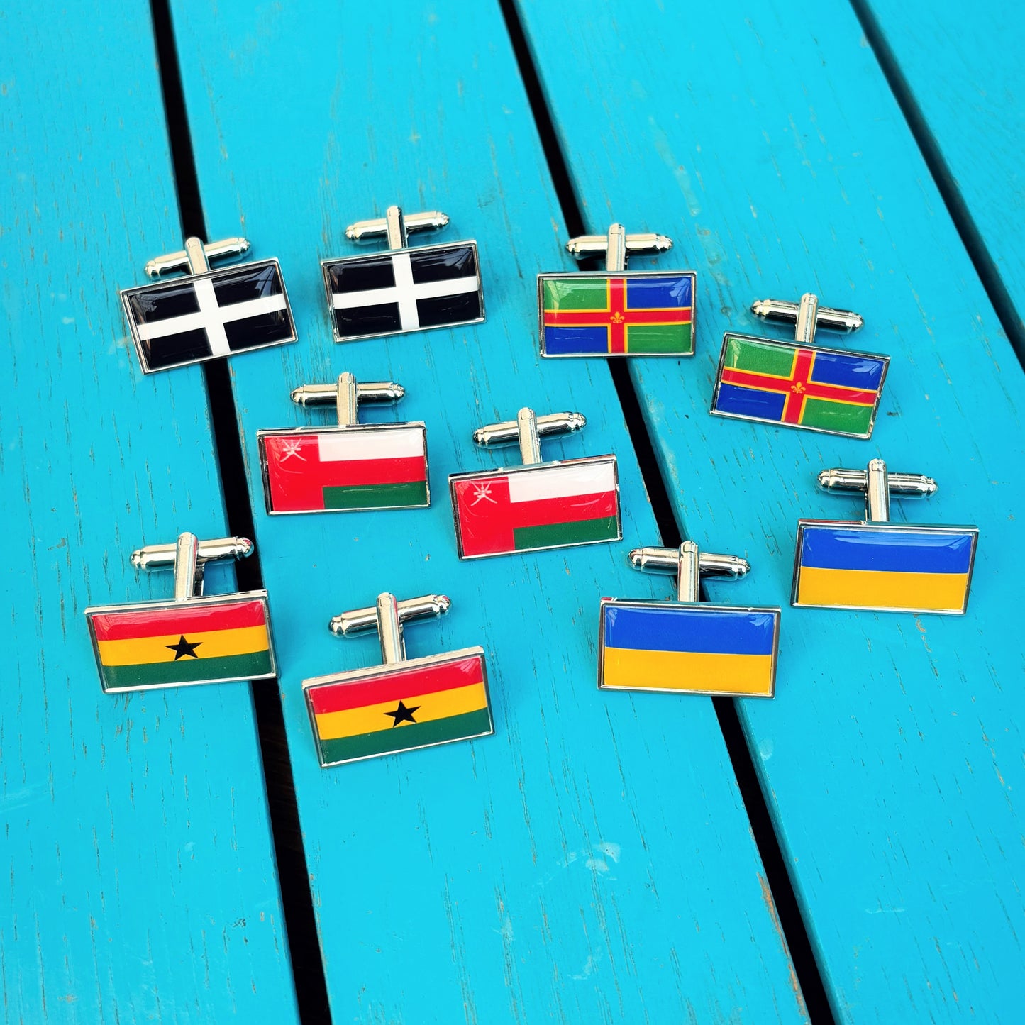 Custom Flag Cufflinks • Personalised Wedding Gift for Groom & Groomsmen