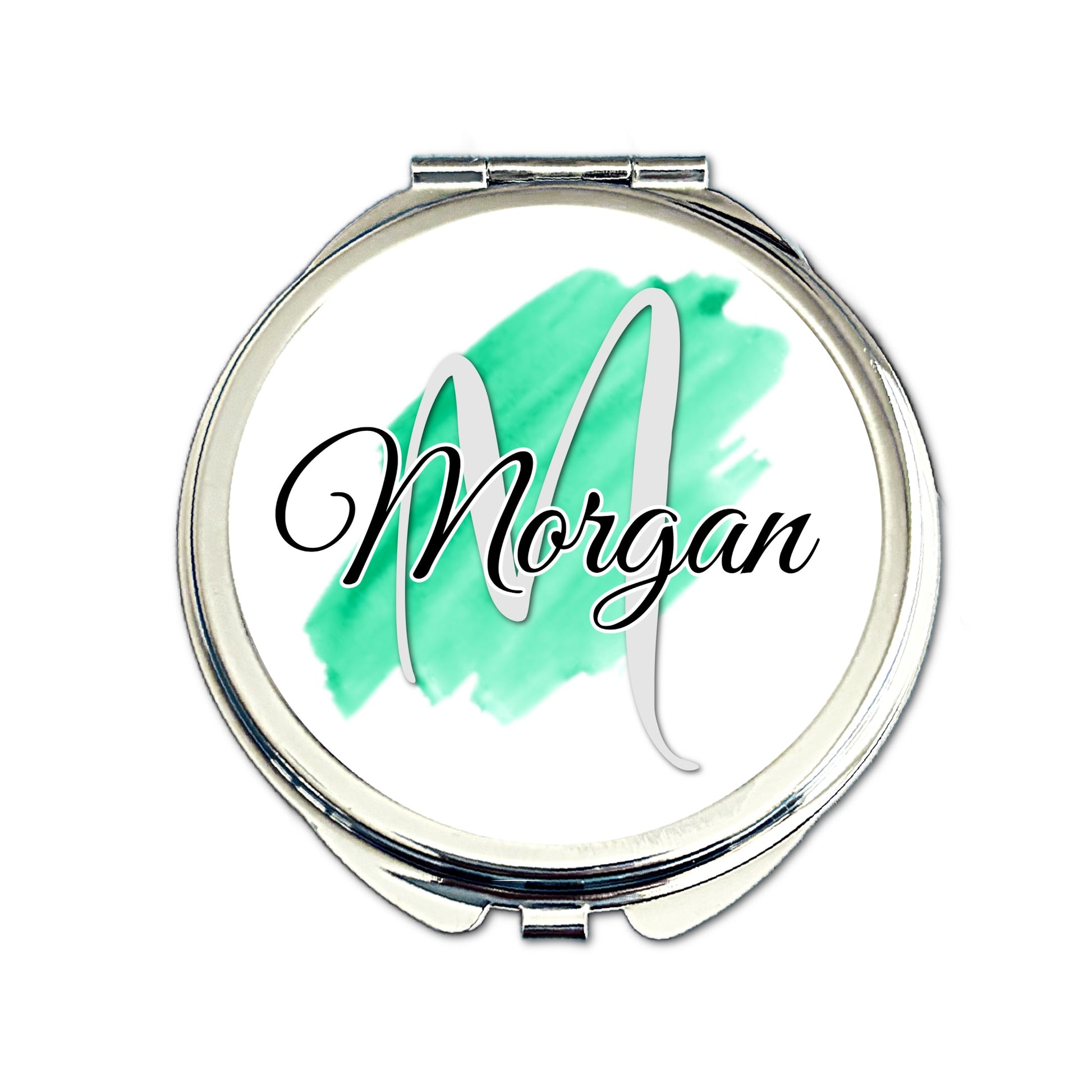 Personalised watercolour bridesmaid compact mirror with custom name