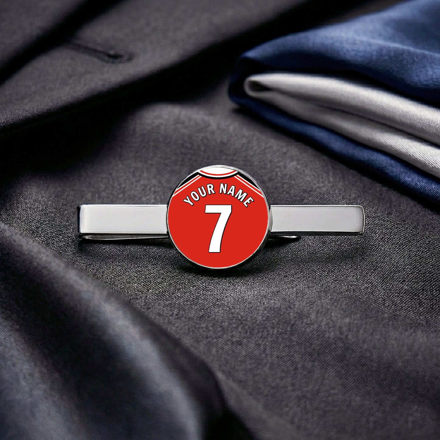 Personalised Football Team Tie Clip • Custom Name & Number • Team Colours Wedding Gift