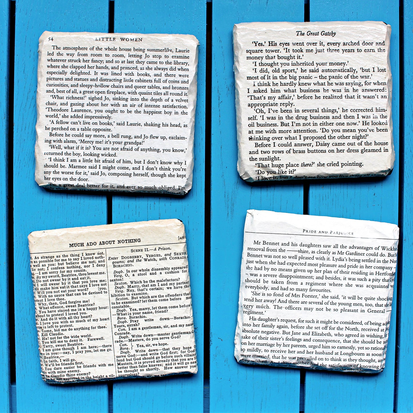 Reclaimed Book Page Slate Coasters Set of 4 • Vintage Literary Wedding Favours • Classic Book Gifts
