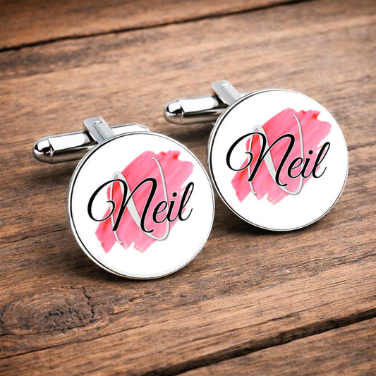 Colour Splash Personalised Name Cufflinks • Custom Wedding Colours • Groomsmen Gift
