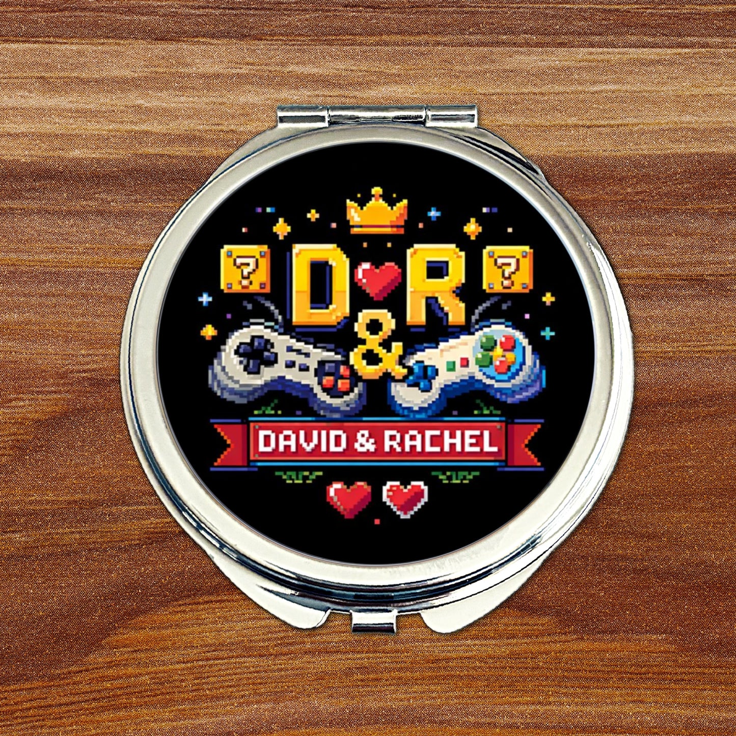 Personalised Wedding Logo Compact Mirror • Custom Couple Logo Keepsake • Bridal Party Gift