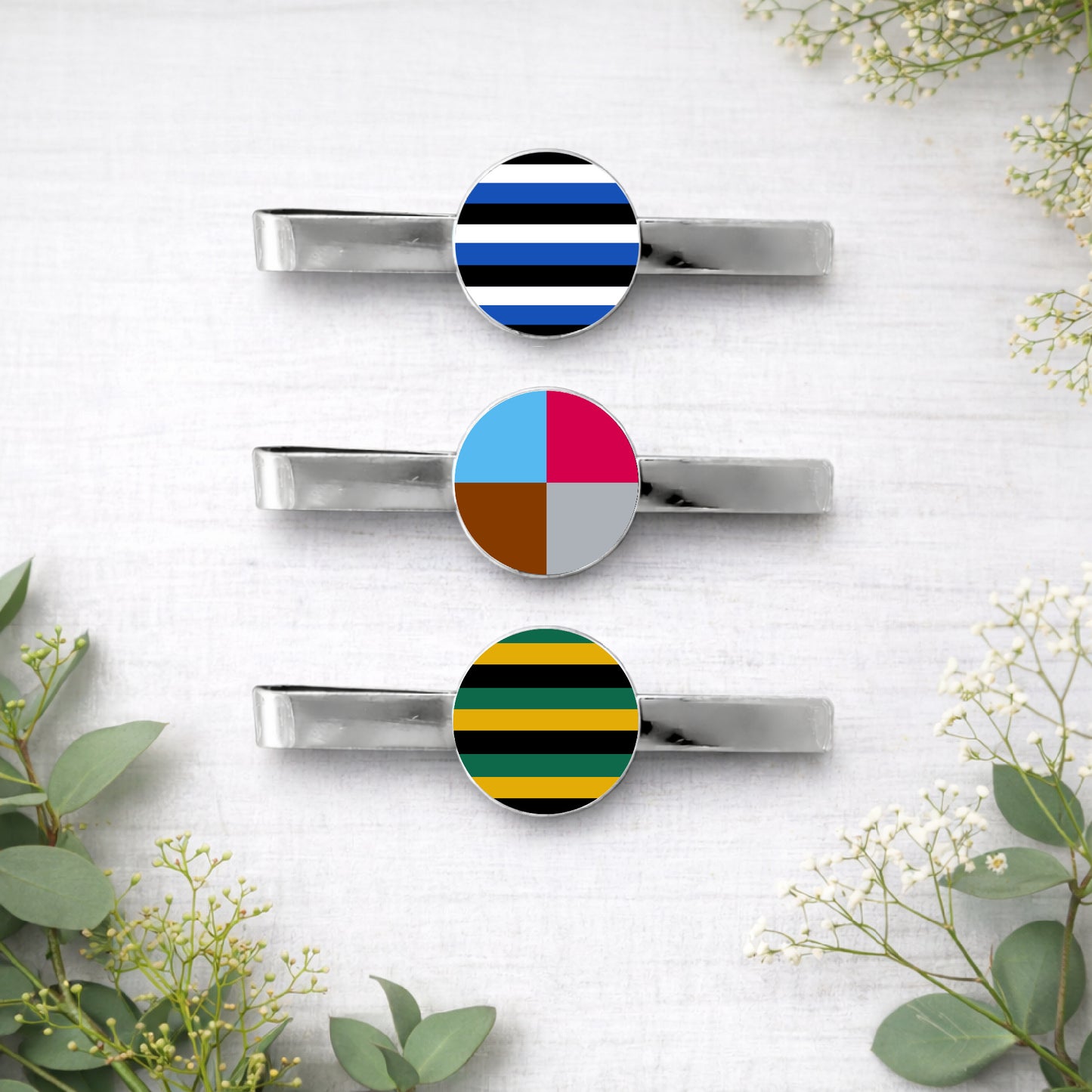 Personalised Football Team Colours Tie Bar • Custom Club Colours Tie Clip