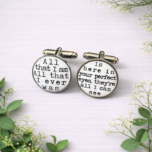 Personalised Song Lyrics Cufflinks • Custom Wedding Music Cufflinks • Groom, Best Man or Father Gift