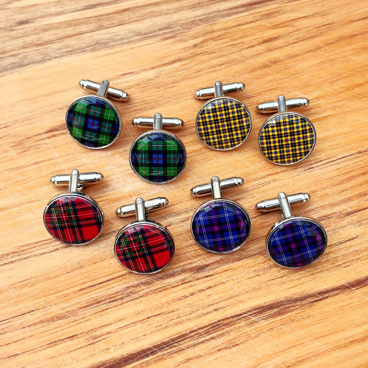 Personalised Tartan Cufflinks • Custom Clan Tartan Wedding Cufflinks • Scottish Groomsmen Gift