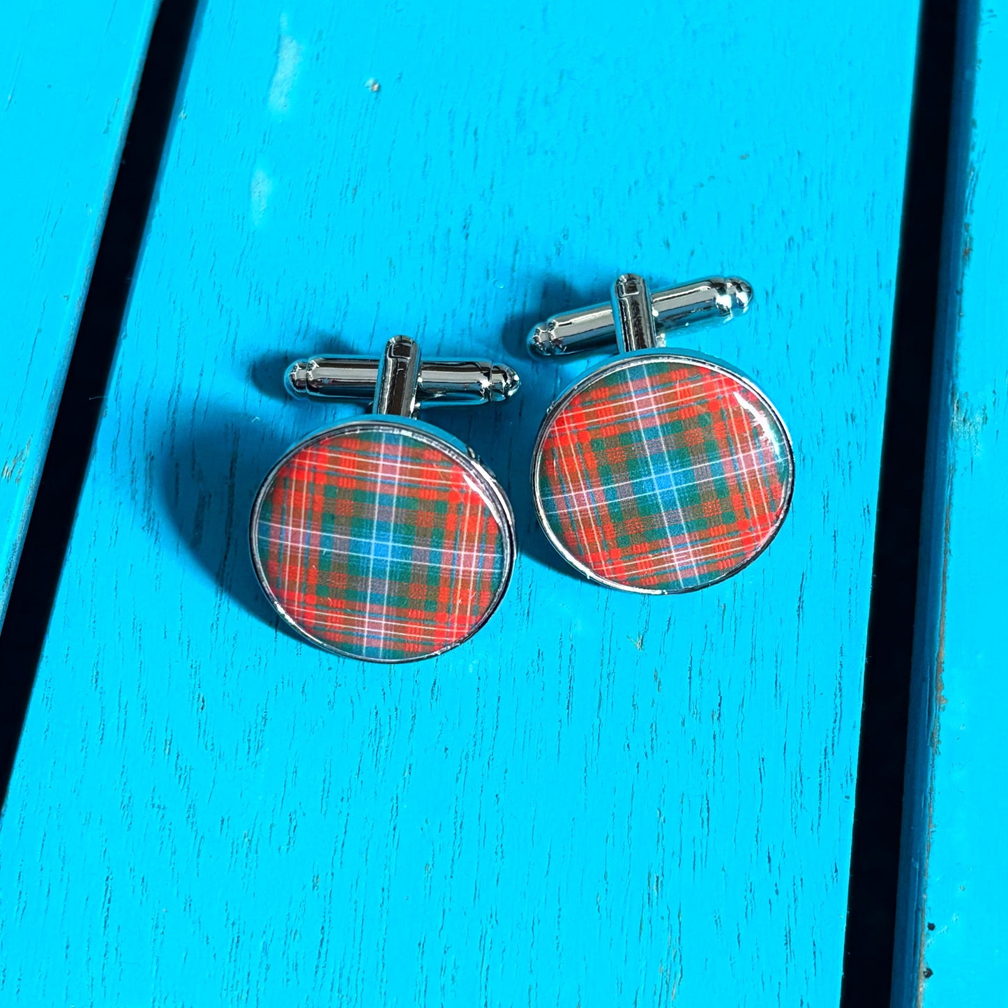 Personalised Tartan Cufflinks • Custom Clan Tartan Wedding Cufflinks • Scottish Groomsmen Gift