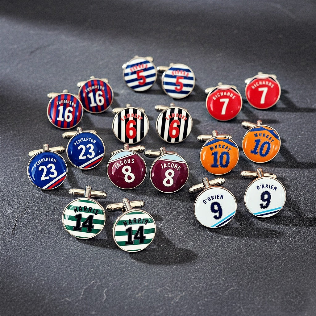 Personalised Football Shirt Cufflinks • Custom Team Colours • Groomsmen Football Gifts